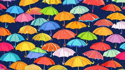colorful umbrellas background generative AI 