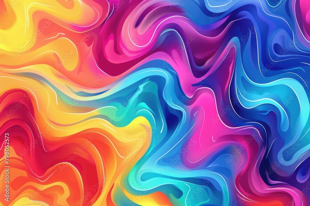 Poster A vibrant multicolored background with wavy shapes. Perfect for adding a pop of color to any design project