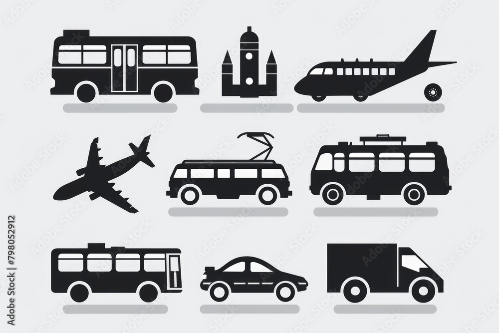 Poster various transportation icons suitable for design projects
