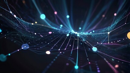 Fototapeta premium Abstract polygonal space low poly dark background with connecting dots and lines. Connection structure. 3d rendering