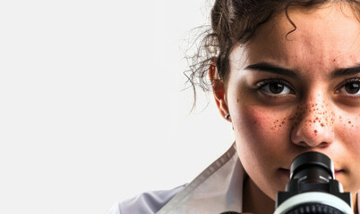 A woman holds a microphone in front of her face, poised to speak or sing into it