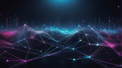 Fototapeta premium Abstract polygonal space low poly dark background with connecting dots and lines. Connection structure. 3d rendering