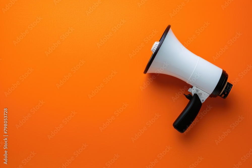 Poster a modern megaphone in contrasting colors, suitable for various projects