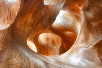 Wooden Interior design abstract shaped.