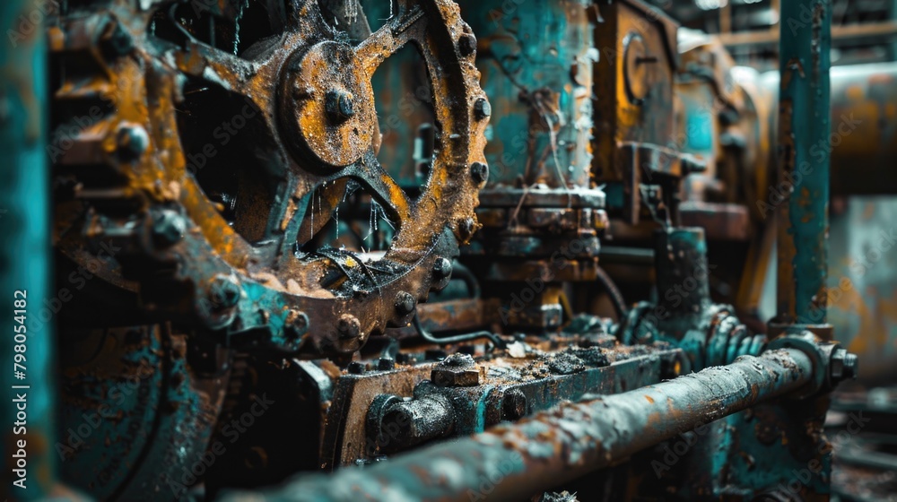 Poster detailed close up of a machine with gears. suitable for industrial concepts