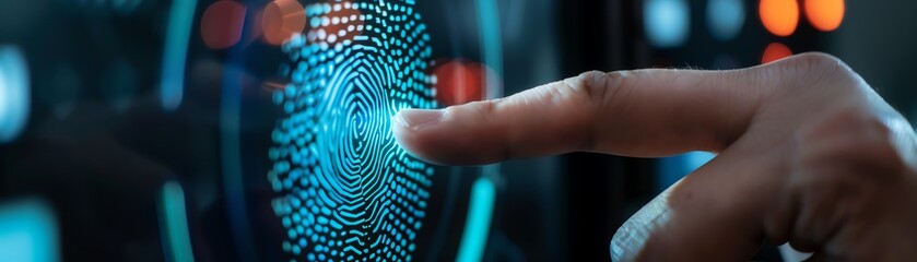 Closeup of a biometric scanner in use at a security tech startup