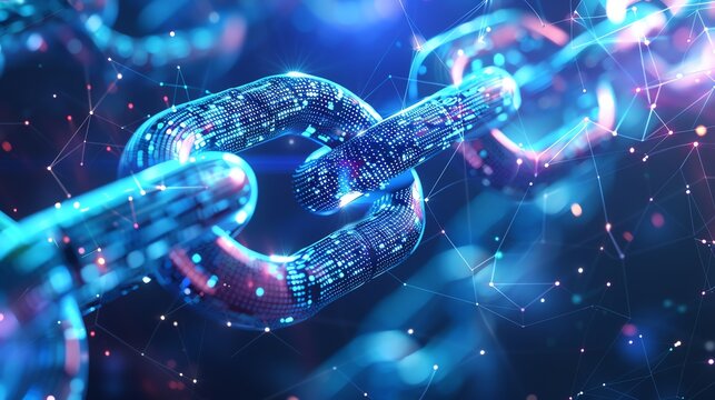 Closeup of a blockchain asset tokenization process for digital assets