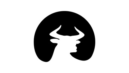 white Bull , black isolated silhouette
