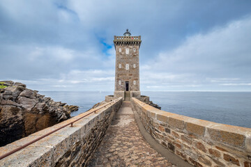 Kermorvan lighthouse in French Brittany, Finistère, France