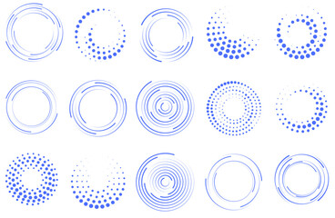 PNG, Set of colorful circle isolated on transparent background. Circular colored lines. Corporate, media, technology styles vector logo design template. Vector illustration