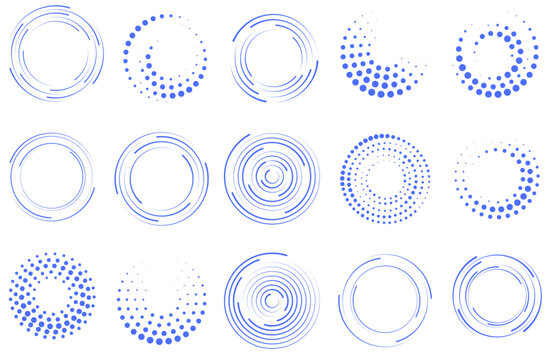 PNG, Set of colorful circle isolated on transparent background. Circular colored lines. Corporate, media, technology styles vector logo design template. Vector illustration