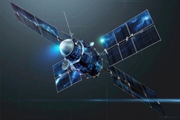 Satellite with glowing lights, suitable for technology concepts