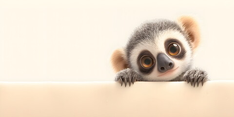 Fototapeta premium A cute baby koala peeks out from beyond the background. 