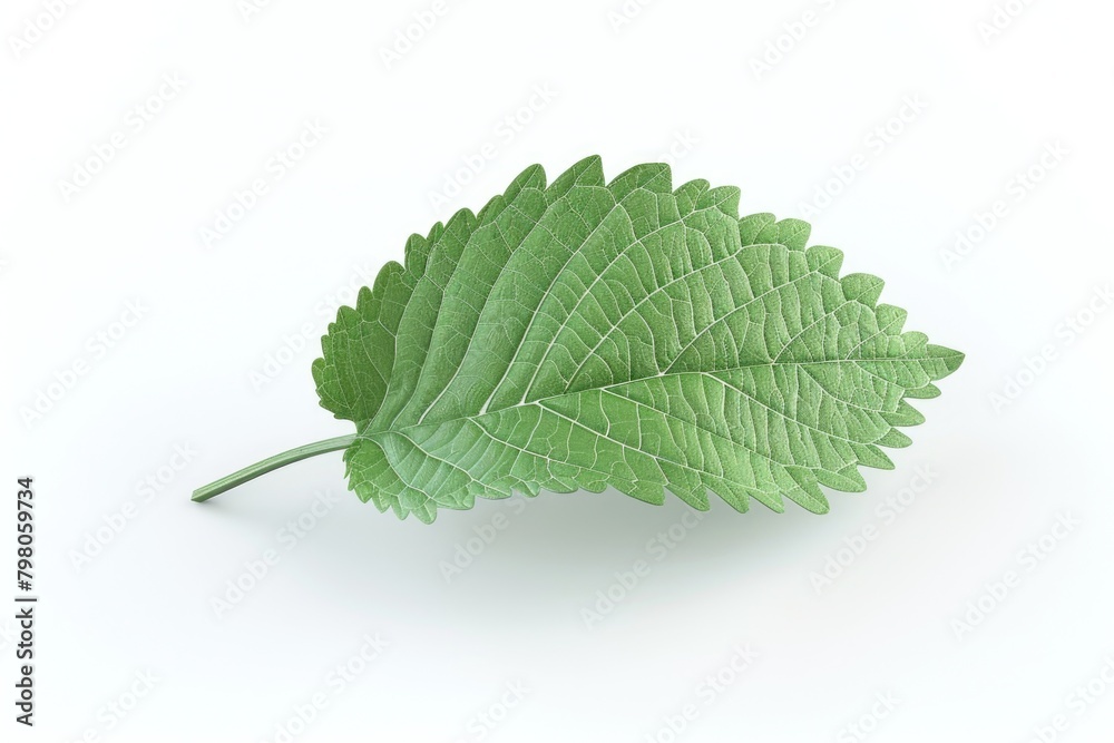 Poster a single green leaf resting on a clean white surface. perfect for nature or minimalist concepts