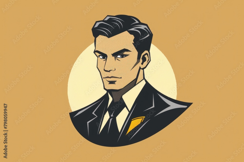 Aufkleber a man dressed in a suit with a yellow tie. suitable for business and formal concepts