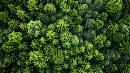 Drone view of a reforestation area, lush green new growth - Generative AI