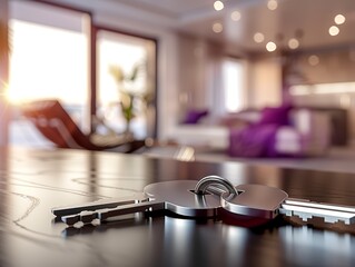 Close-up image of keys on a table in a new property, capturing the essence of real estate investment and the journey of homeownership
