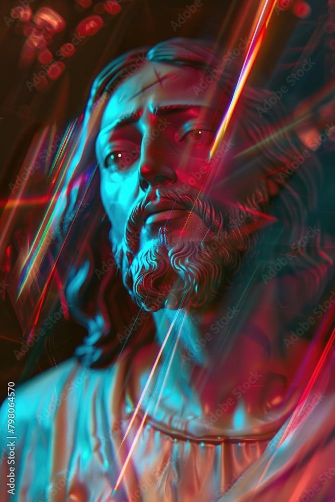 Poster A digital painting of a man with a beard. Suitable for various design projects