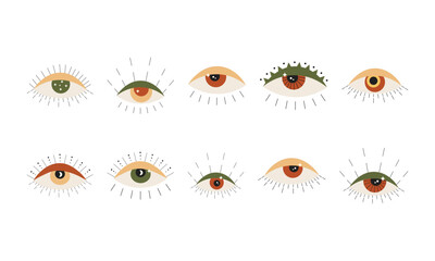 Retro Eye Illustration Element Set