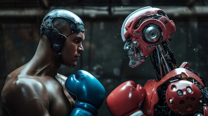 In an unsettling boxing duel, a man-made, robotic machine takes on a muscular athlete, putting to the test human capability against artificial intelligence.