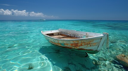 Boat on sea wallpaper in sunny day