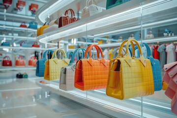 Row of purses on display, perfect for fashion or retail concepts