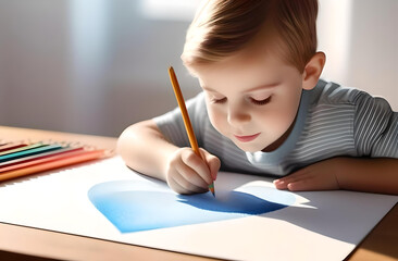 A child draws a picture