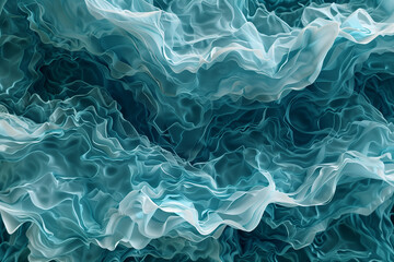 abstract art, background of turquoise waves with ripples in the form of liquid or smoke, flowing water illustration, illustration // ai-generated 