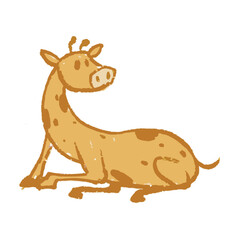 Hand drawn of colorful cute giraffe