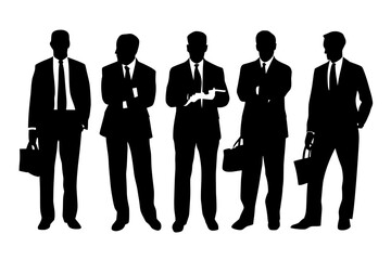 A set business people silhouettes , businessmen standing with confident, confident business team