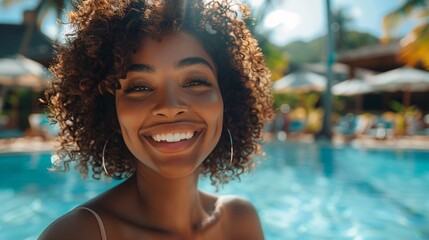 portrait of black woman  in summer spa 