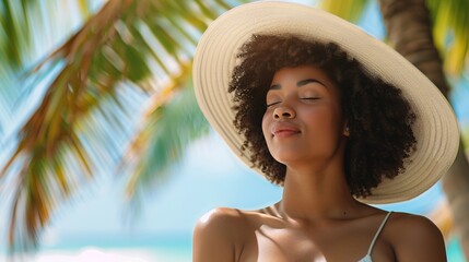 black woman  in summer spa 