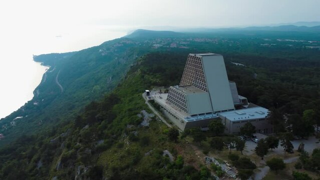 Trieste, Santuario di Monte Grisa, Italy. Aerial View