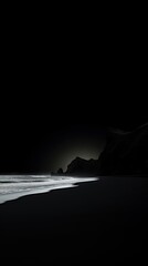 Black beach silhouette outdoors nature. - obrazy, fototapety, plakaty