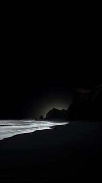 Fototapeta Black beach silhouette outdoors nature.