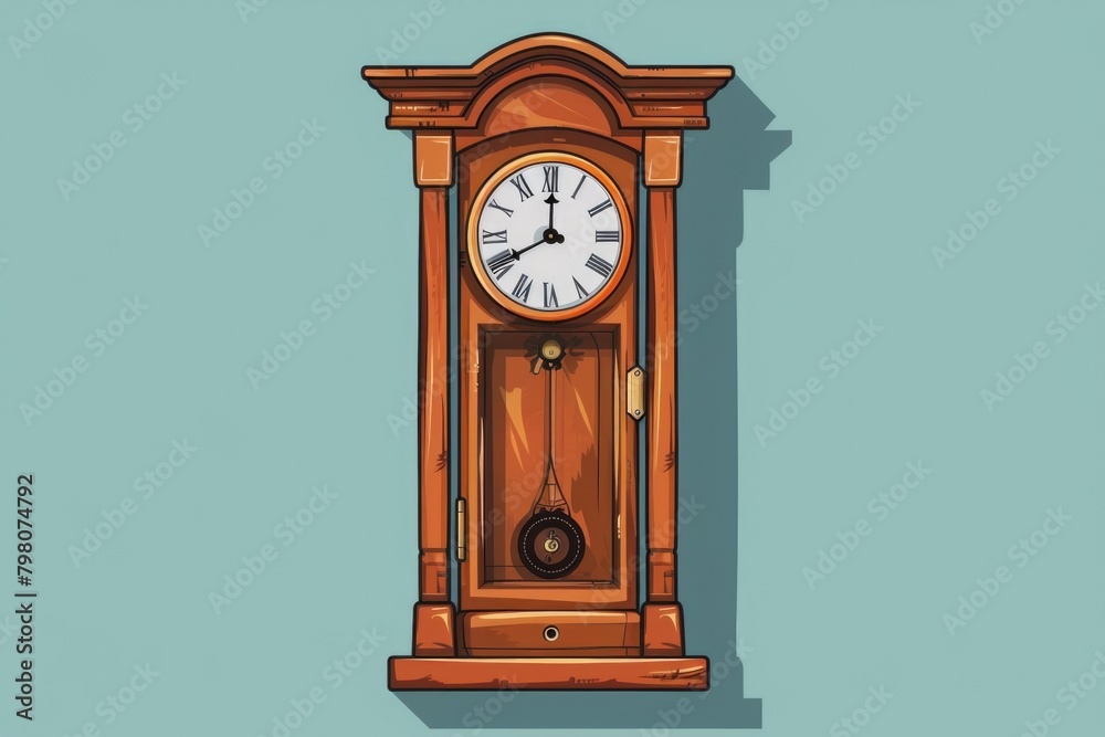 Wall mural A vintage grandfather clock hanging on a wall. Perfect for home decor ideas