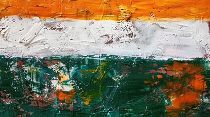 The image is a grunge texture of the flag of India. The flag is tricolor with saffron at the top, white in the middle, and green at the bottom. india independence day