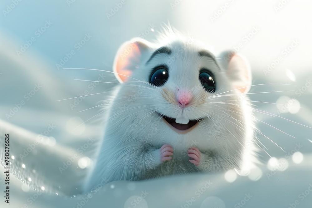 Poster Detailed image of a mouse on a plain white background, suitable for various design projects