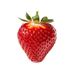Fresh ripe strawberry fruit isolated on a transparent background by AI generative