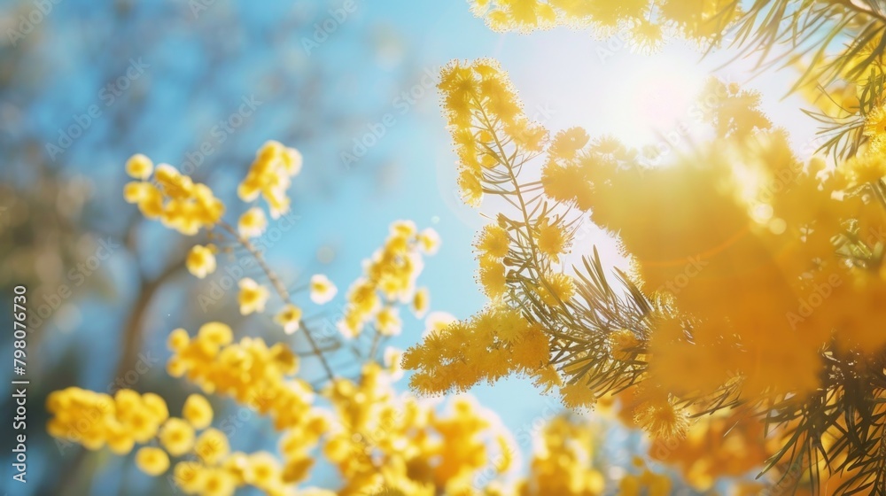 Poster Sunlight filtering through tree branches. Perfect for nature concepts