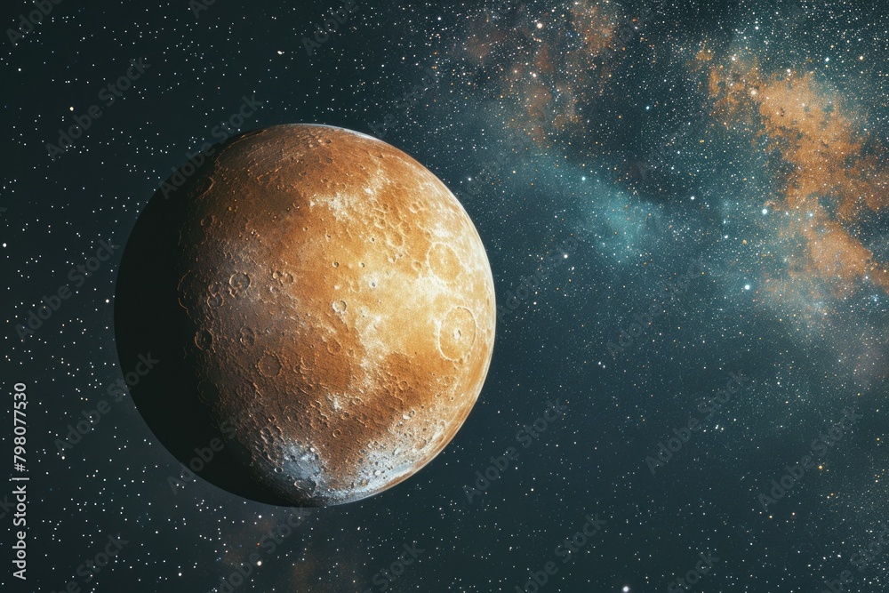 Poster a stunning image of a planet shining in the sky, perfect for astronomy enthusiasts