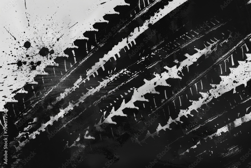 Poster a detailed image of a tire track, suitable for various design projects