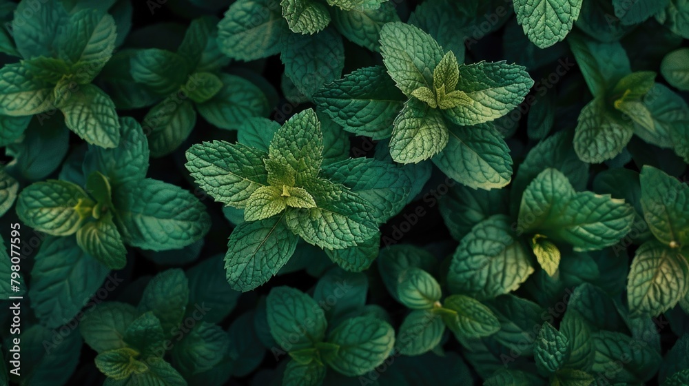 Poster a close-up image of a bunch of green leaves. suitable for nature and environmental concepts