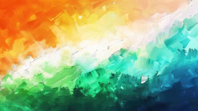 Orange and green color powder splash. Concept for India independence day, 15th of august.
