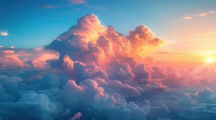 Beautiful cloudscape during sunset , background illustration