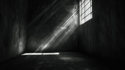Black and white photo of sunlight shining through a window. Suitable for various design projects
