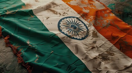 grunge India Indian flag painted on concrete scattered wall india independence day.