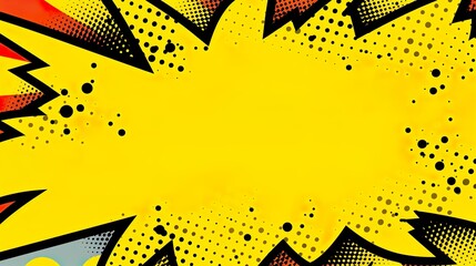 Naklejka premium A dynamic background with a sense of action, featuring a bright yellow explosion in a comic book style