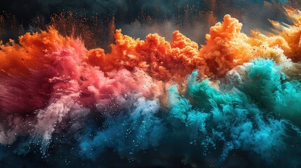 rainbow powder explosion on a black background