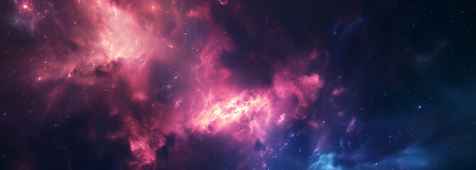 A celestial nebula brimming with stars, nebulous clouds with hues of blue and specks of white starlight scattered